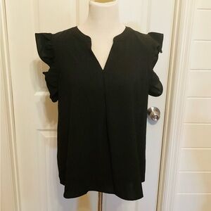 Black Ruffle Sleeve Women's Top